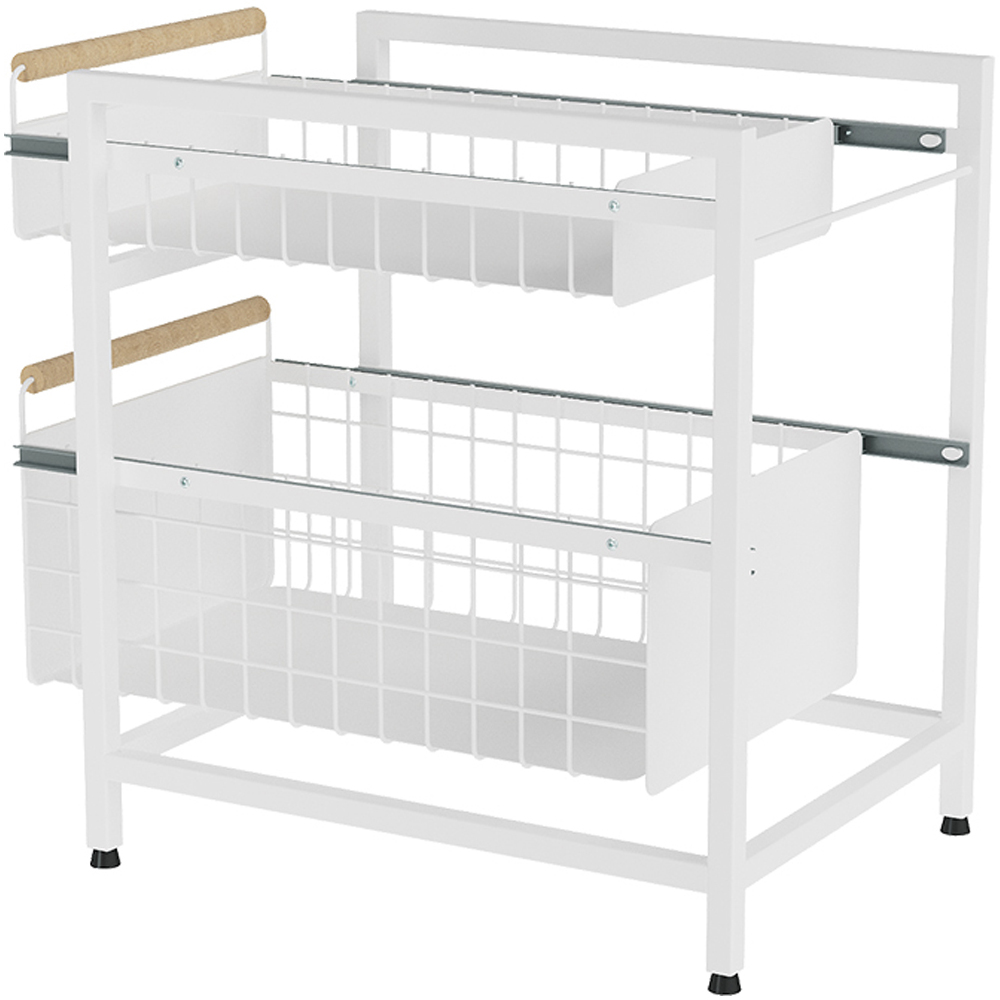 Living and Home 2 Shelf White Pull-Out Cabinet Organiser 29.5cm Image 1