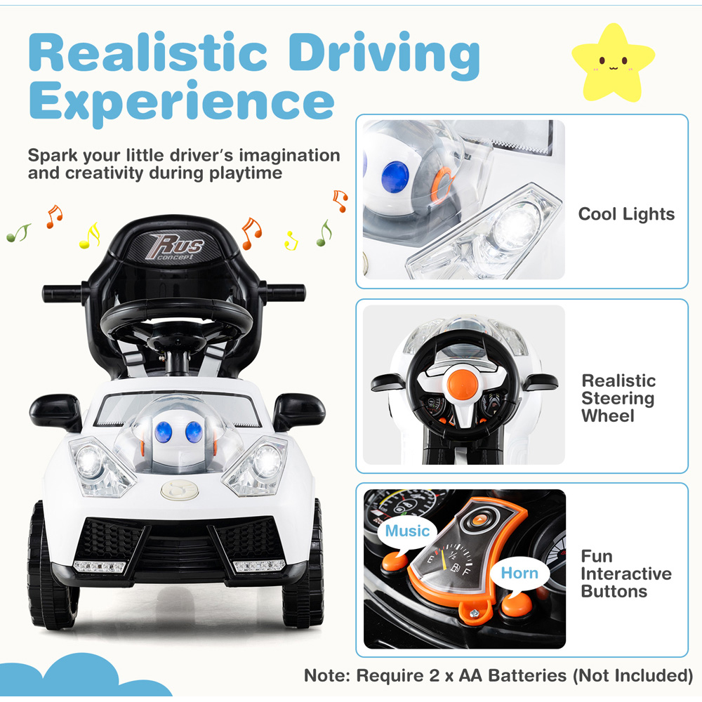 Costway 3-in-1 Toddlers White Push Sliding Car with Seat Belt and Canopy Image 6