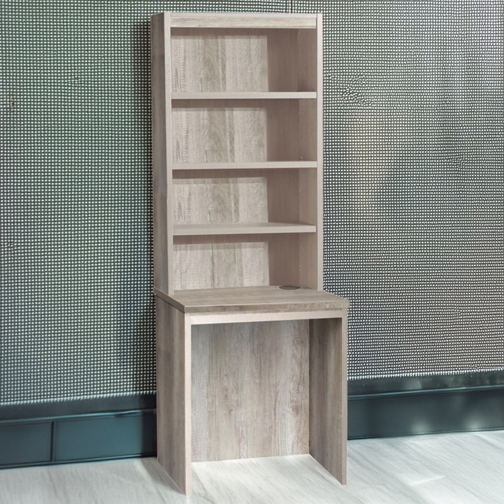 R White Cabinets 4 Shelf Small Laptop Desk with Hutch Grey Image 1