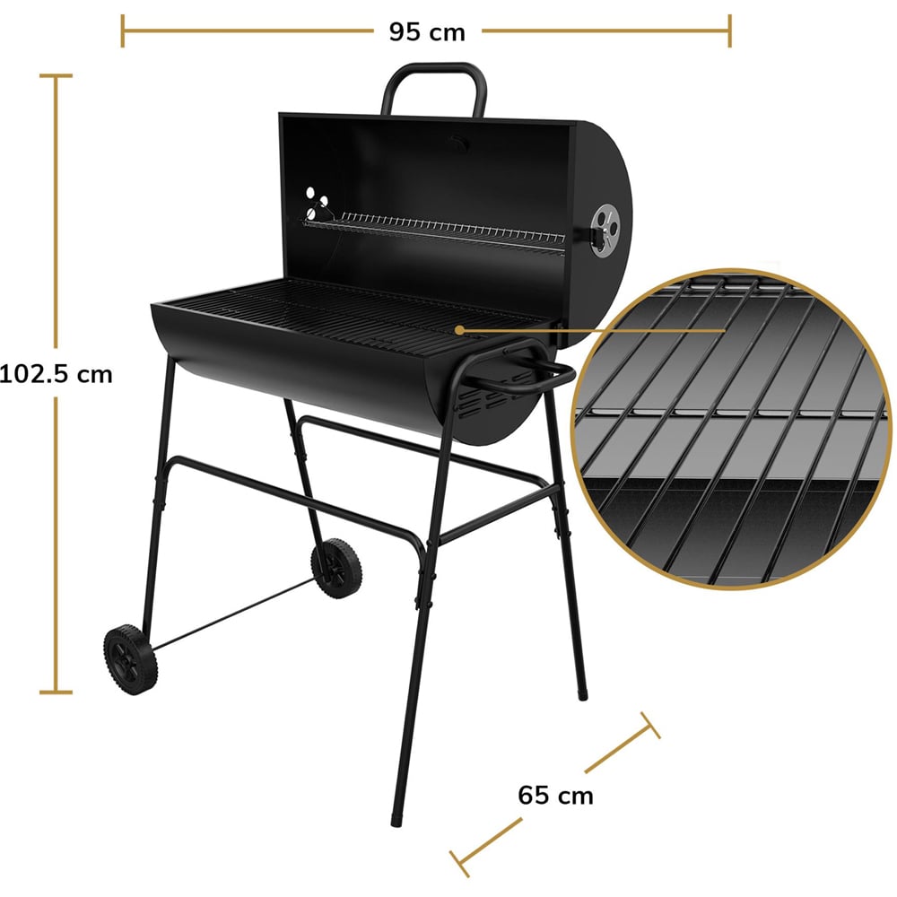 House of Home Black Barrel Charcoal BBQ Image 6