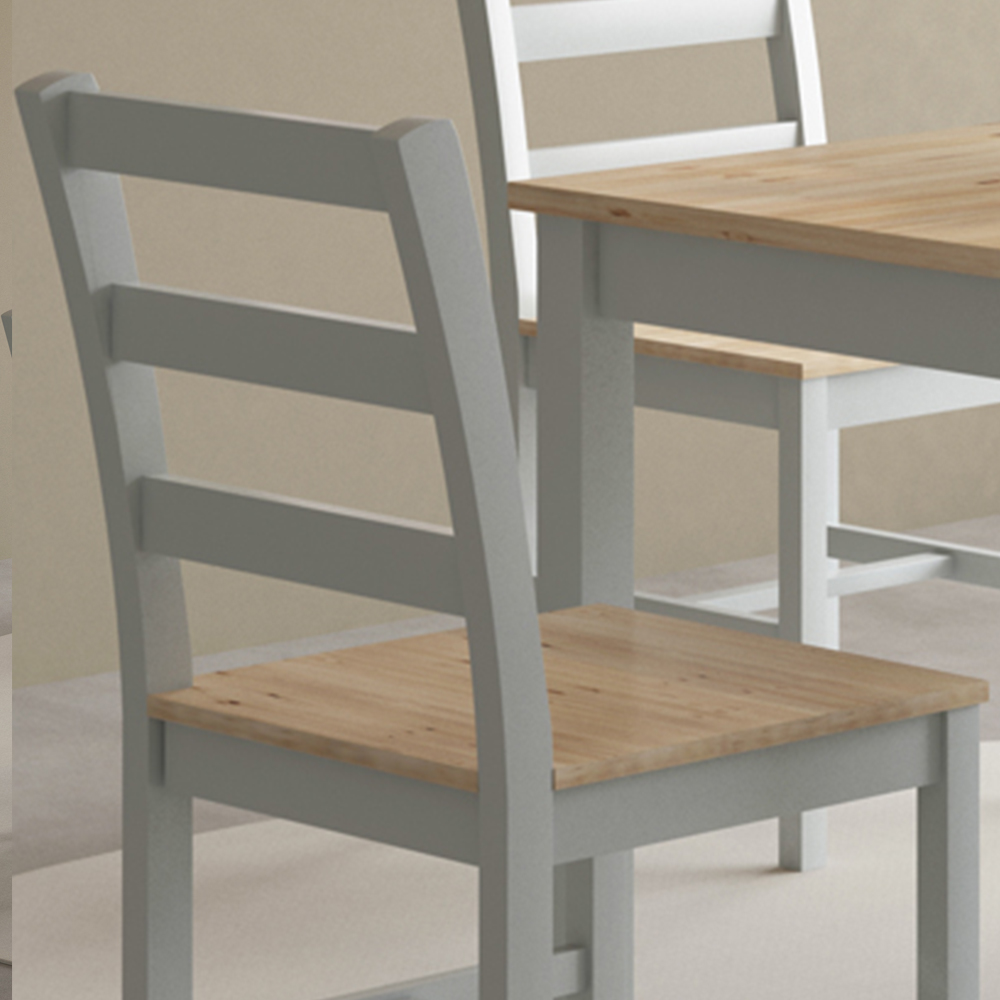 Comfy Living 4 Seater Wooden Dining Set Grey and Natural Image 4