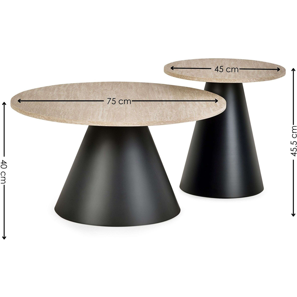 Julian Bowen Elgon Black Travertine Effect Coffee and Lamp Table Set Image 9