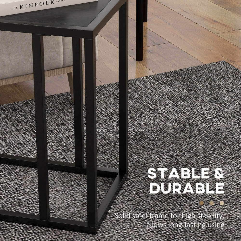Portland Black Marble Effect Top C Shape Side Table Image 5