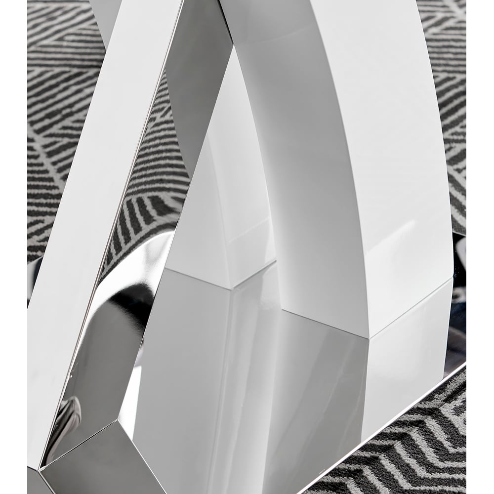 Furniturebox Columbia Valera 4 Seater Dining Set White Gloss Mustard Yellow and Chrome Image 4