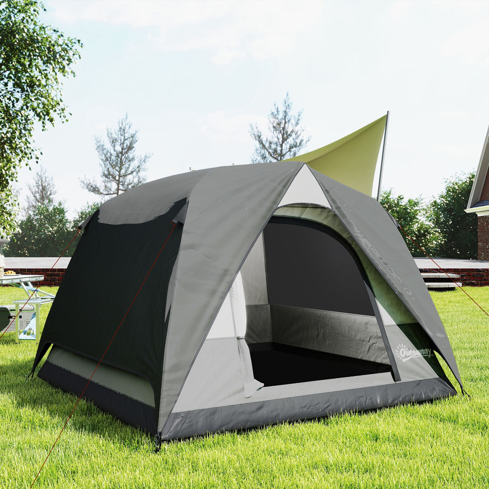 Outsunny 3-4 Person Waterproof Camping Tent Dark Grey Image 3