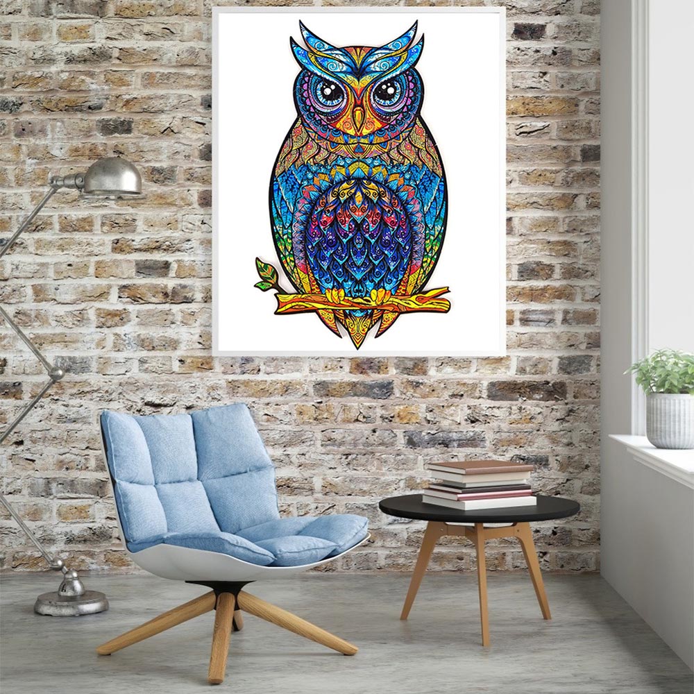 Living and Home 135 Piece Wooden Geometric Owl Puzzle Multicolour Image 5