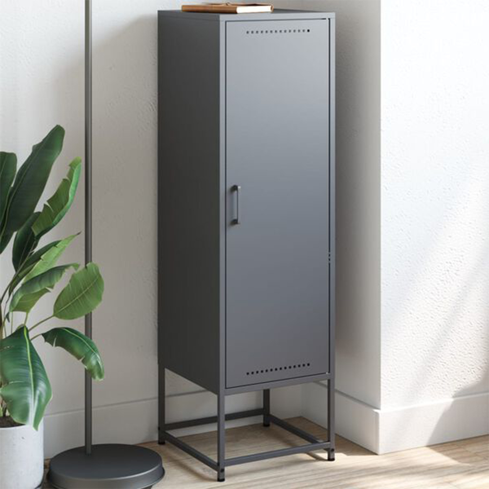 vidaXL Single Door Anthracite Steel Highboard Image 1