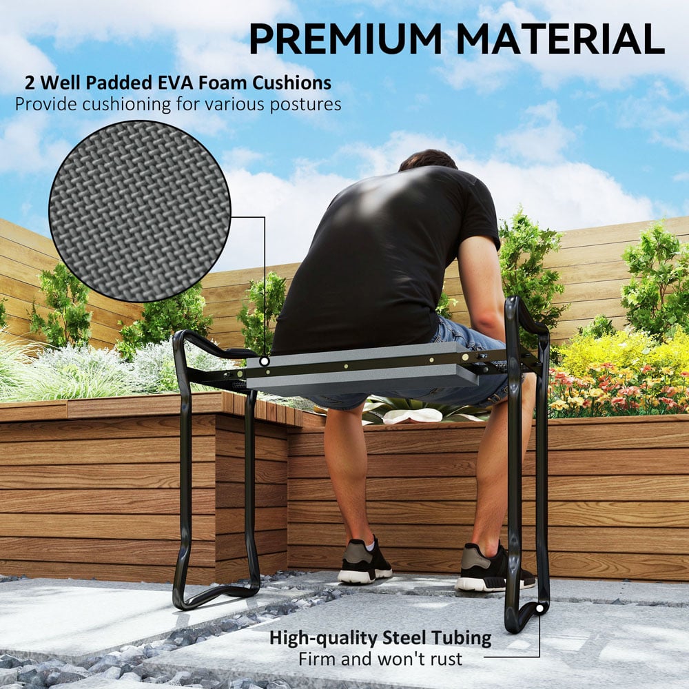 Outsunny Grey Garden Kneeler and Folding Foam Bench Image 6