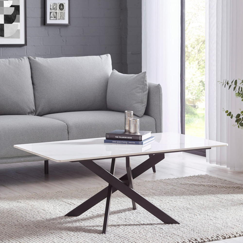 Julian Bowen Bradley White Marble Effect Rectangular Coffee Table Image 8