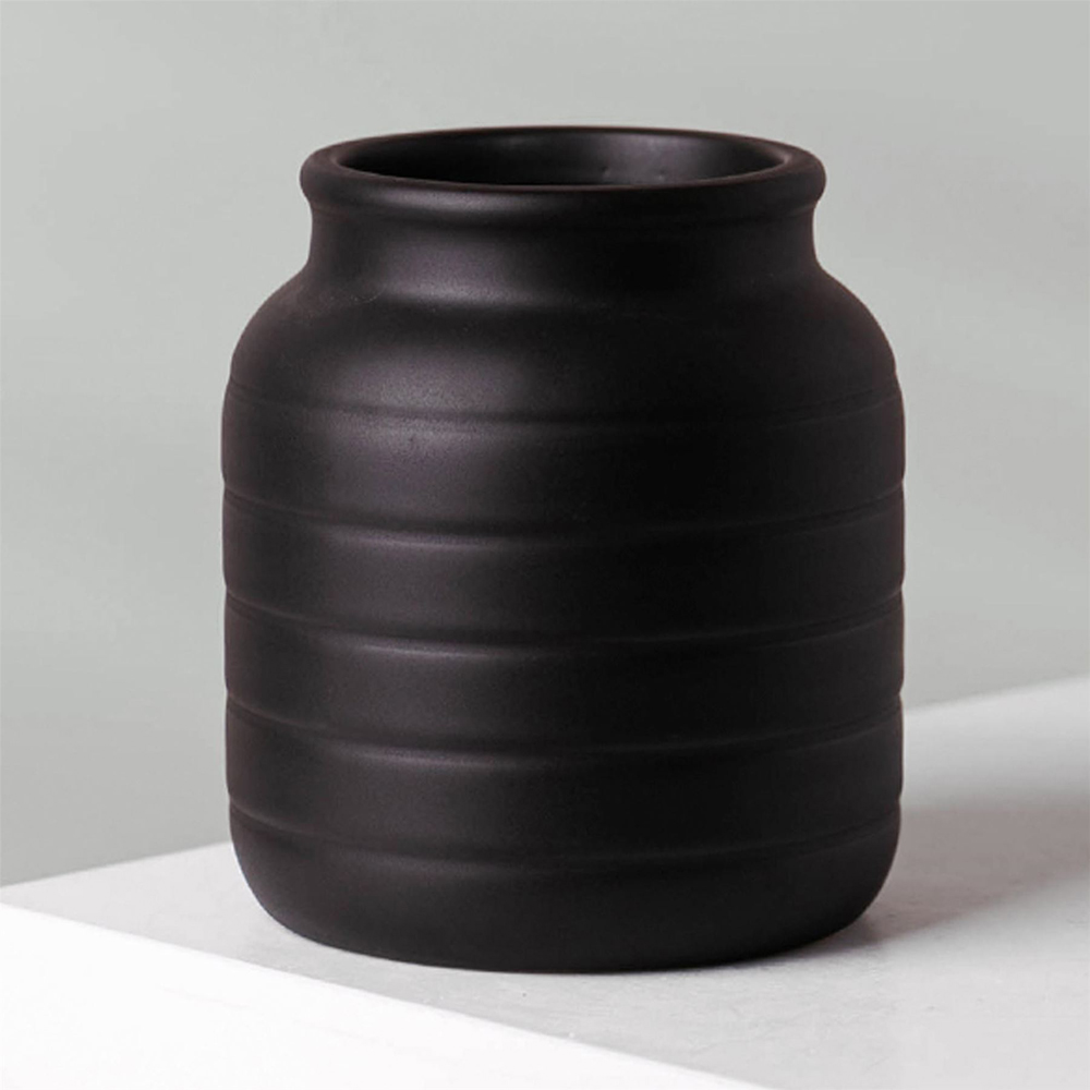 Leaf Black Ceramic Vase Planter 14cm Image 5