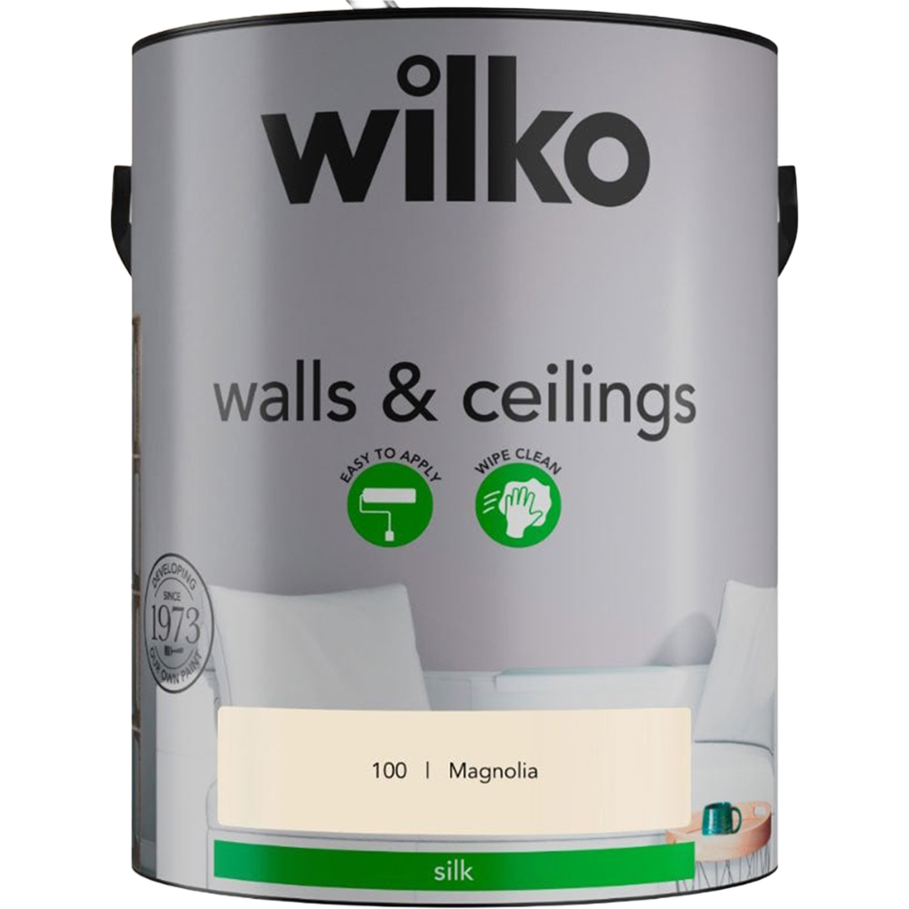 Wilko Walls & Ceilings Magnolia Silk Emulsion Paint 5L Image 2