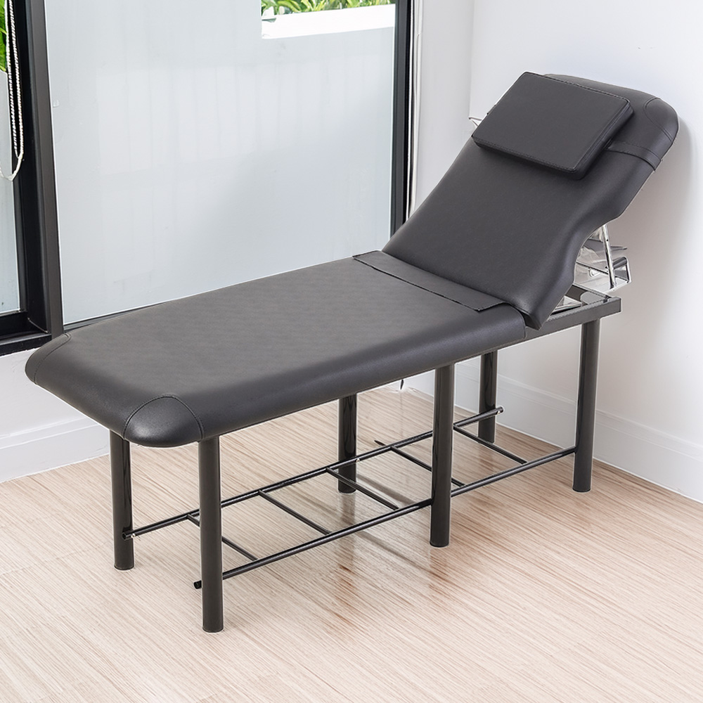 Living and Home Black Adjustable Back Massage Bed with Storage Shelf Image 1