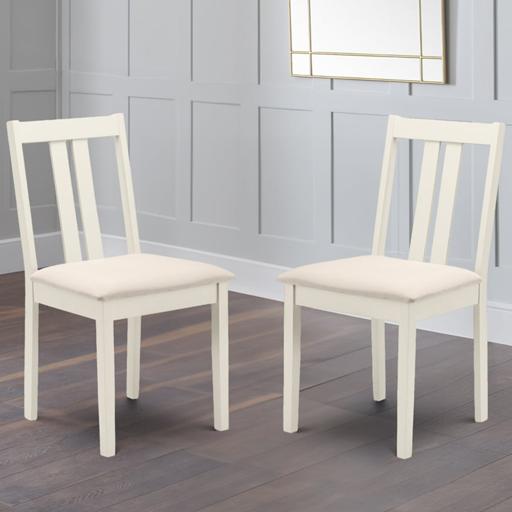 Julian Bowen Rufford Set of 2 Ivory Dining Chairs Image 1