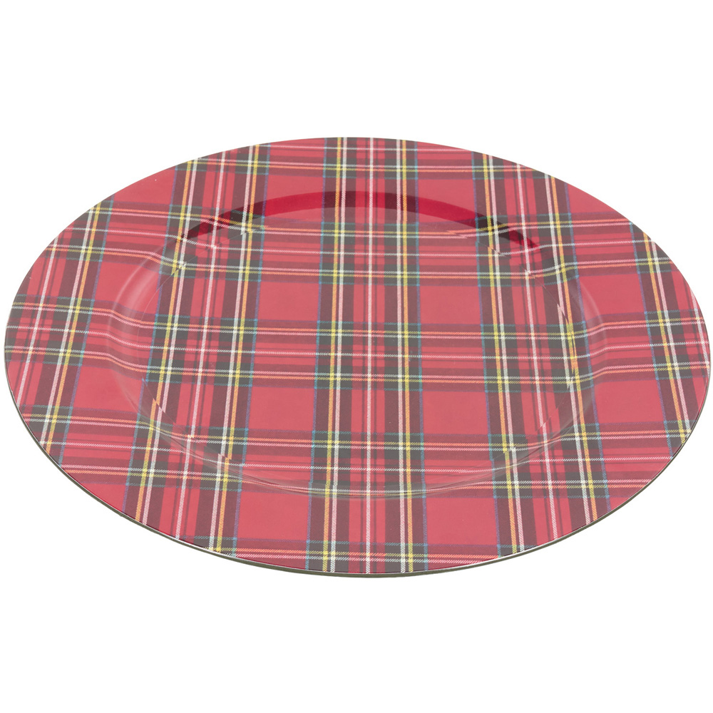 Tartan Patterned Charger Plate Red Image 2