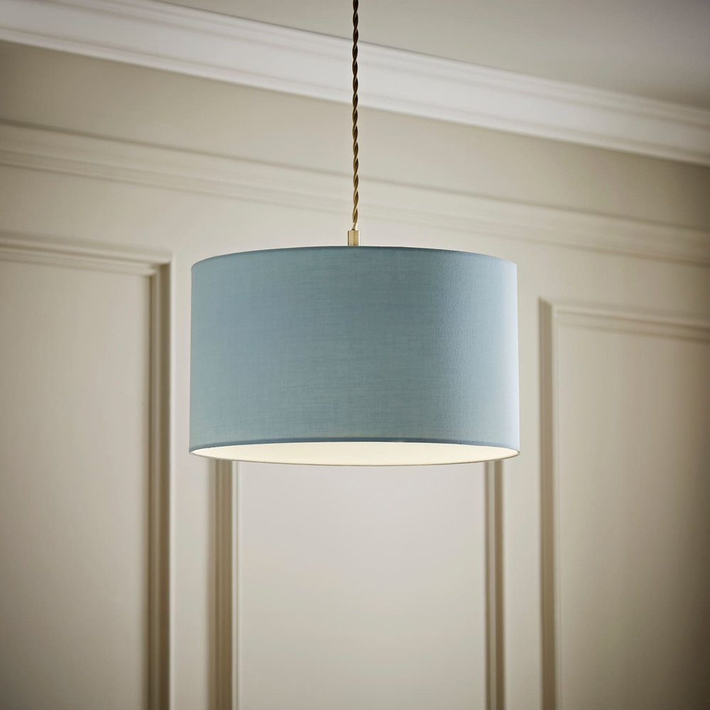 ValueLights Reni Duck Egg Blue Fabric Medium Drum Ceiling Lamp Shade Image 2