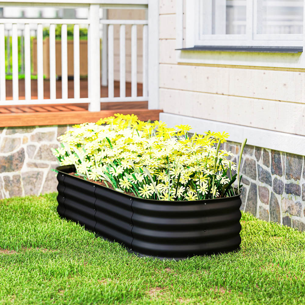 Outsunny Black Galvanised Raised Garden Bed with Safety Edging 30 x 150 x 62cm Image 4