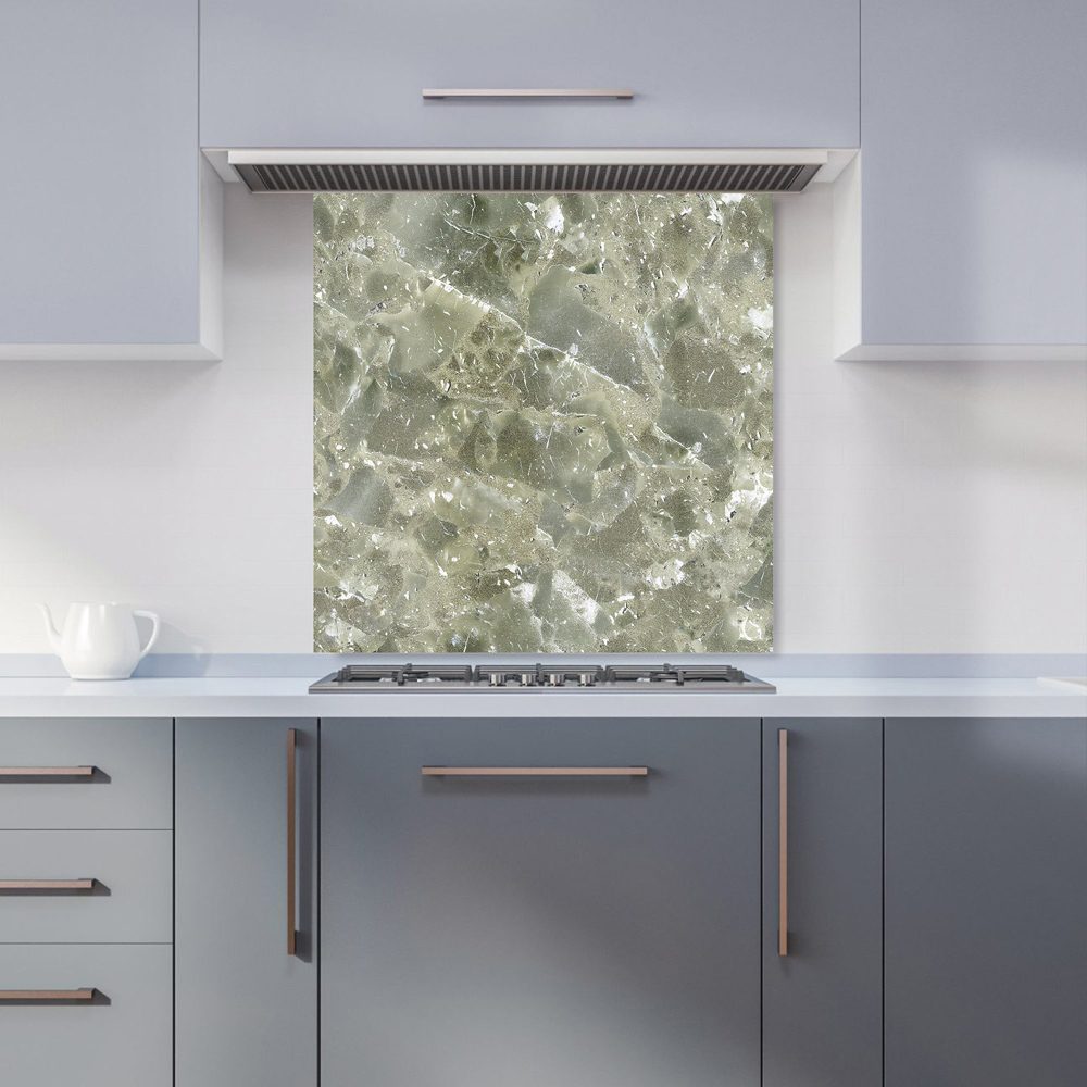 Warren Reed Designer Sage Green Quartz Effect Glass Kitchen Splashback 60 x 60cm Image 1