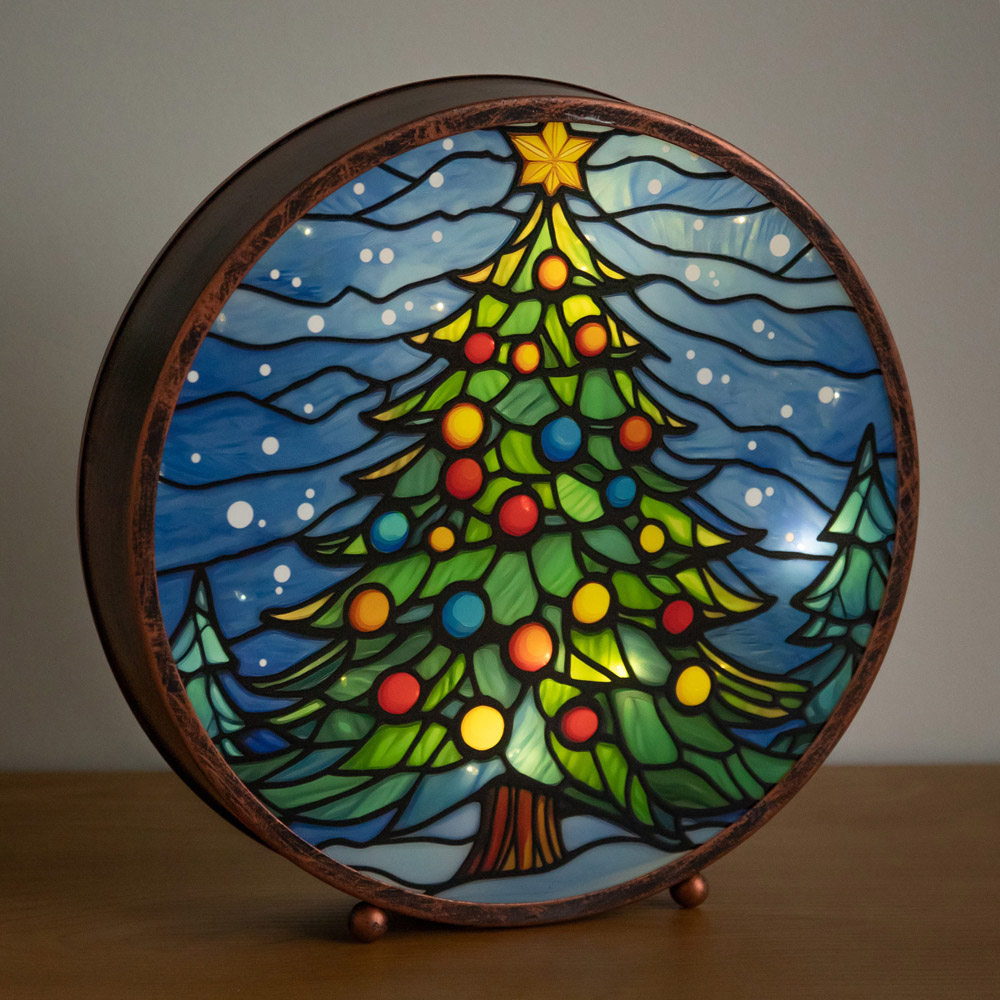 Samuel Alexander Light Up Stained Glass Christmas Tree Decoration 25cm Image 1