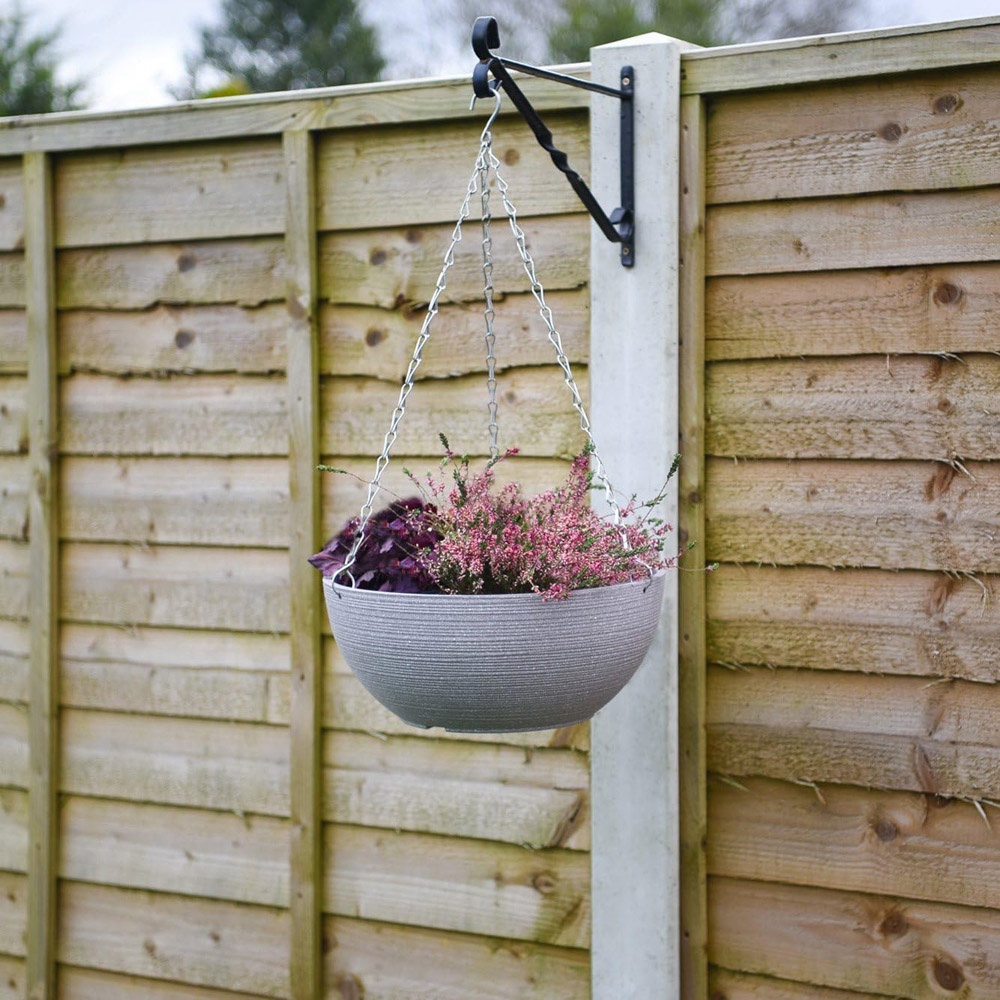 Garden Gear 35cm Stone Effect Cool Grey Hanging Basket Image 2