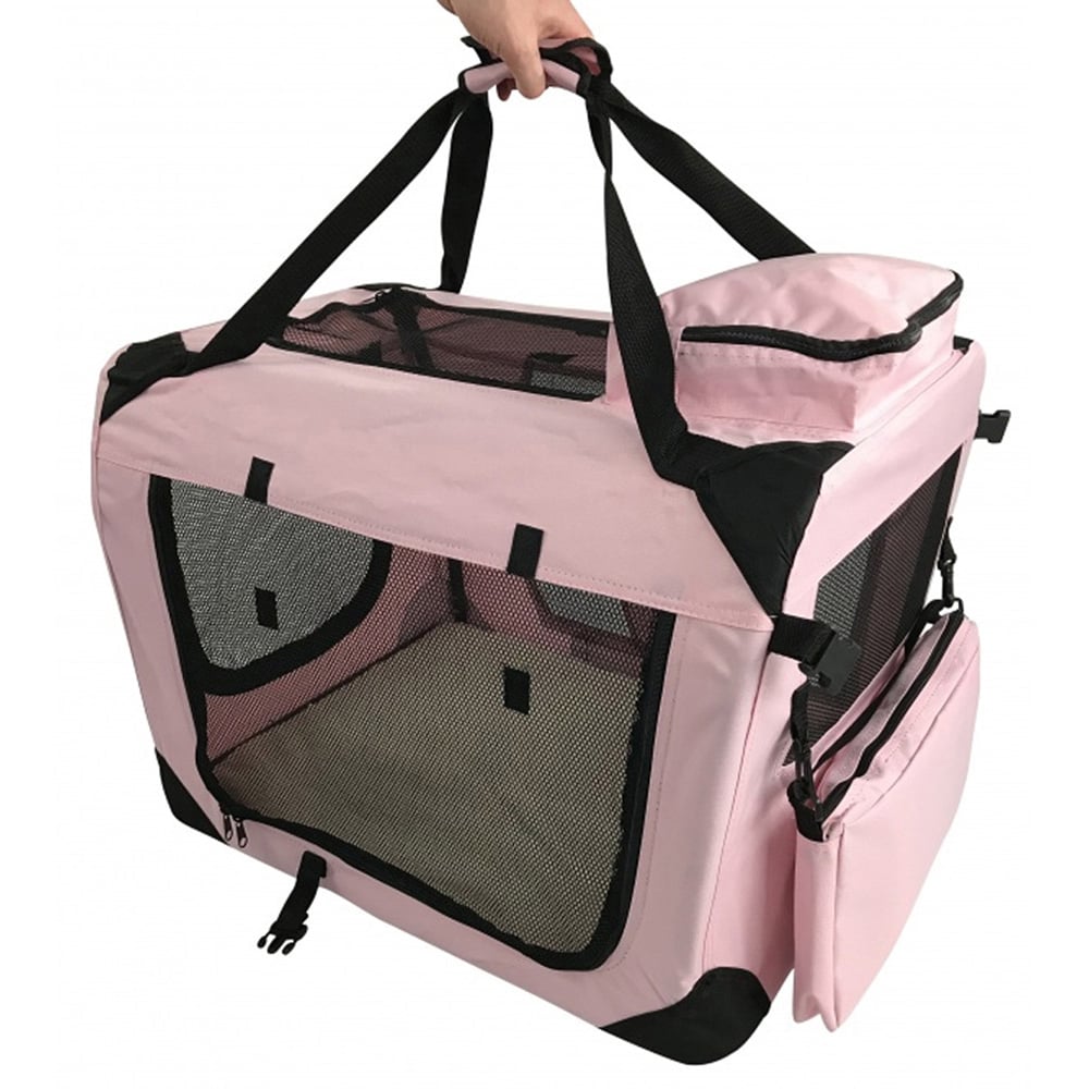 Folding Soft Crate Fabric Pet Carrier - Pink - Small Image 3