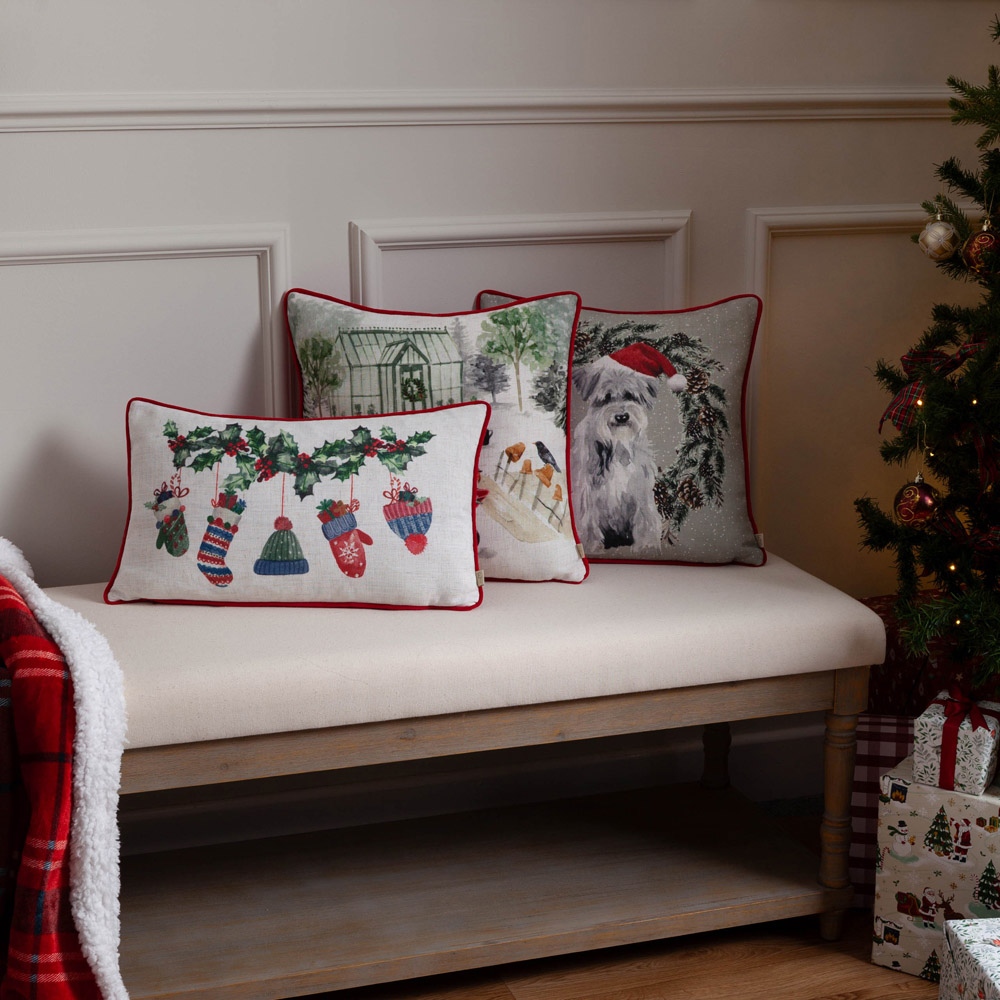 Evans Lichfield Christmas Red Winter Garden Reversible Cushion 43 x 43cm Image 6