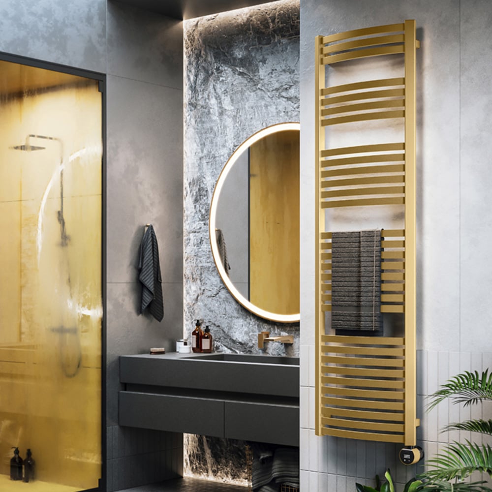 Terma Dexter E Brass Electric Towel Rail 1760 x 500mm Image 2