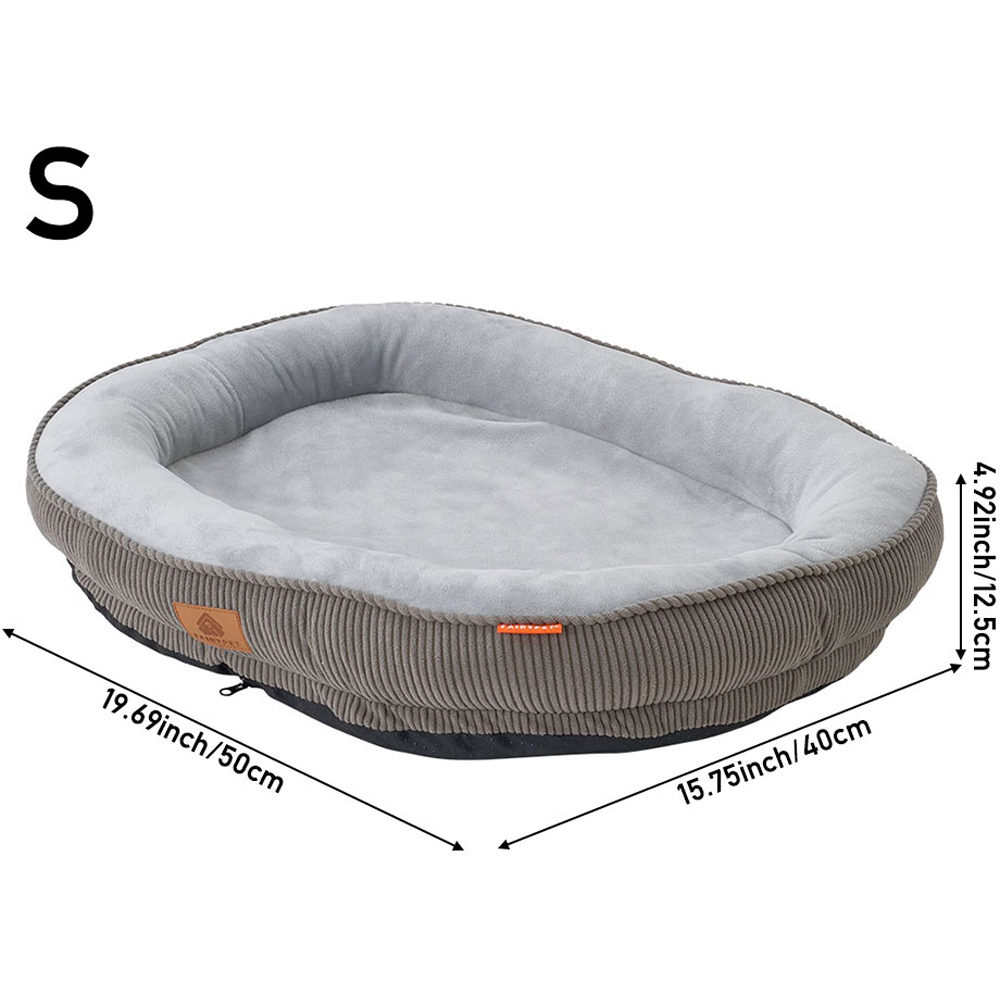H&O Direct 50cm Grey Corduroy Dog Cuddle Bed Image 6