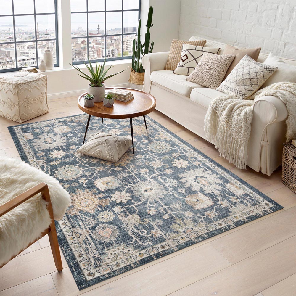 Desire Rugs Maia Navy Lagoon Floral Non Slip Rug 160 x 240cm Image 2