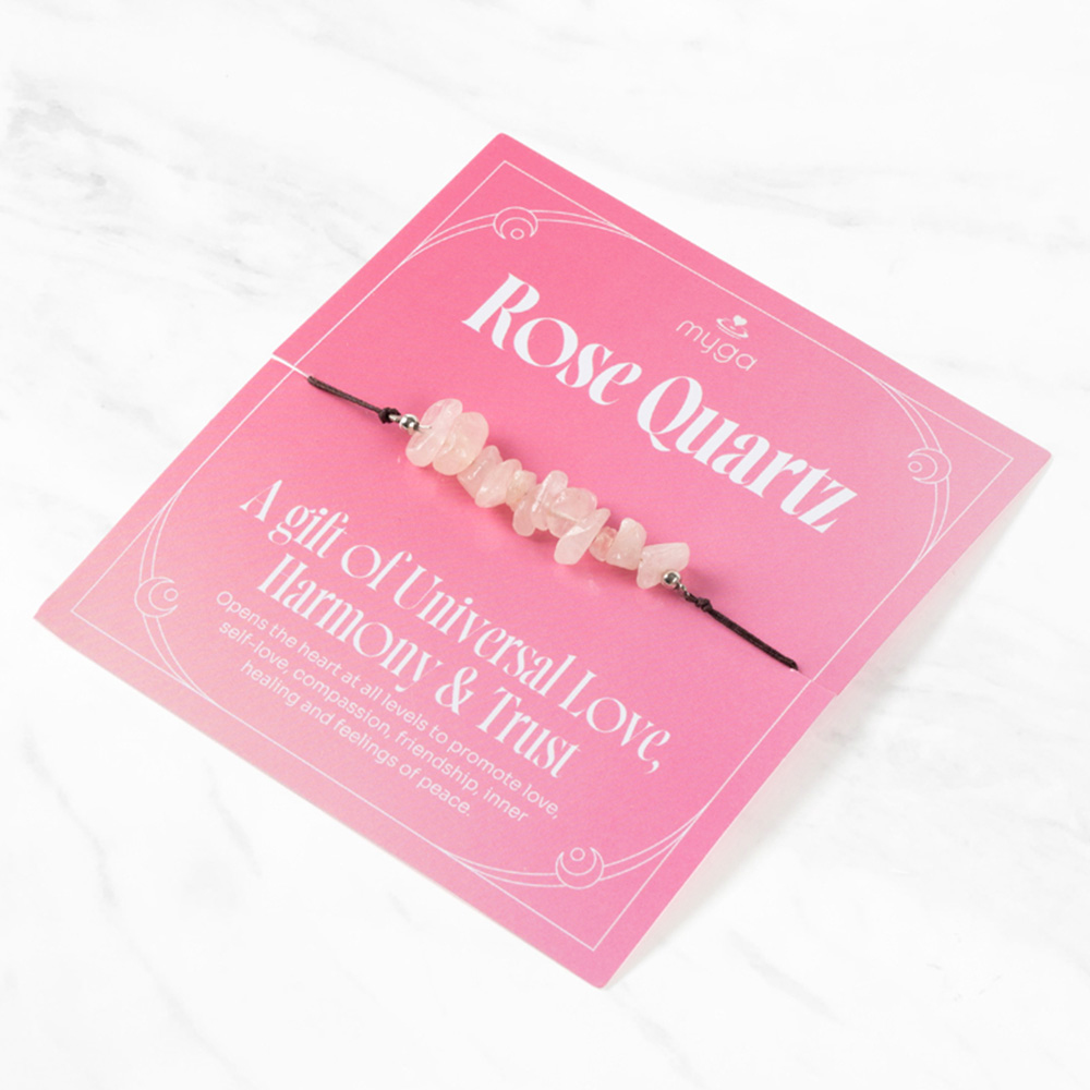 Myga Rose Quartz Gemstone Chip Bracelet Image 3