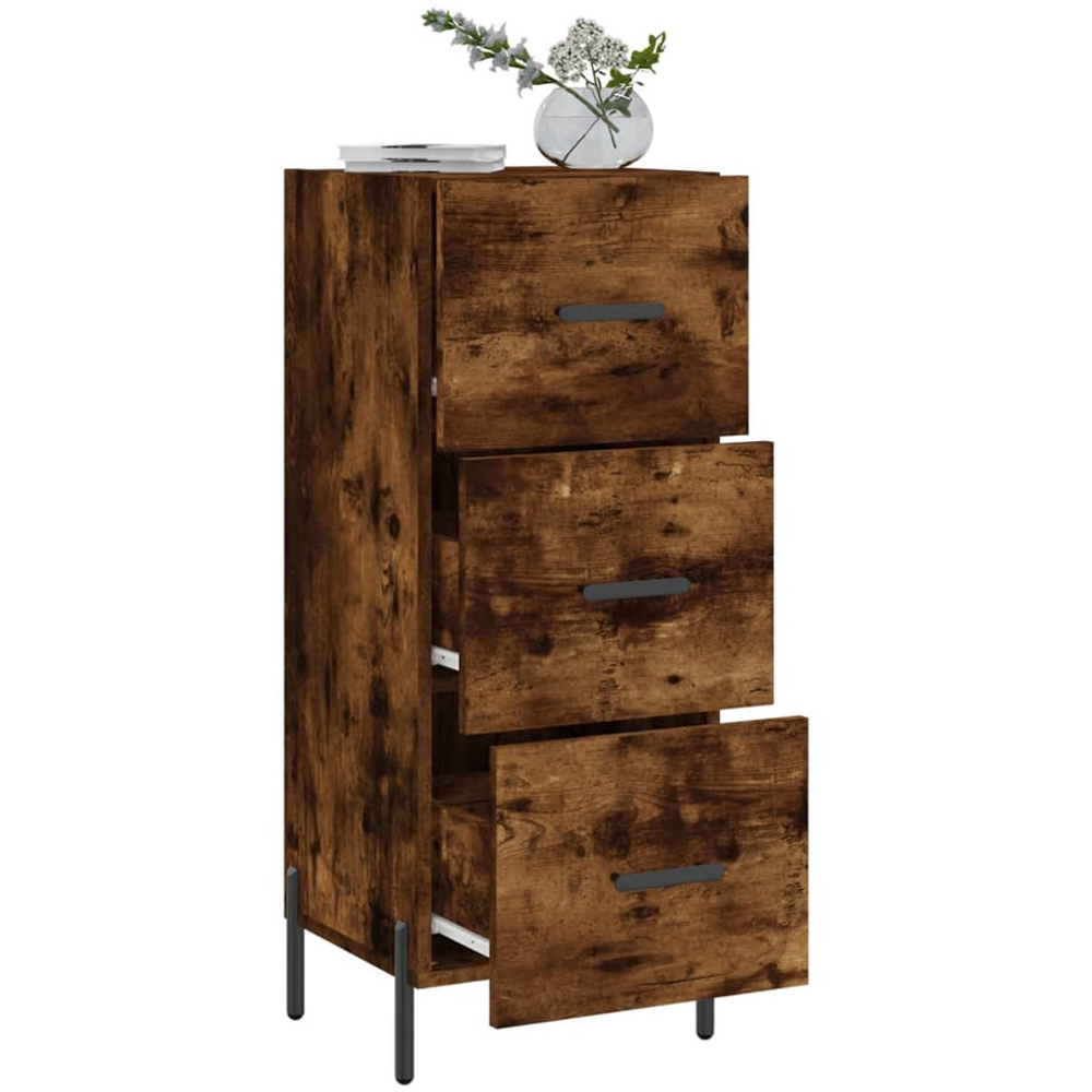 vidaXL 3 Drawer Smoked Oak Sideboard Image 4