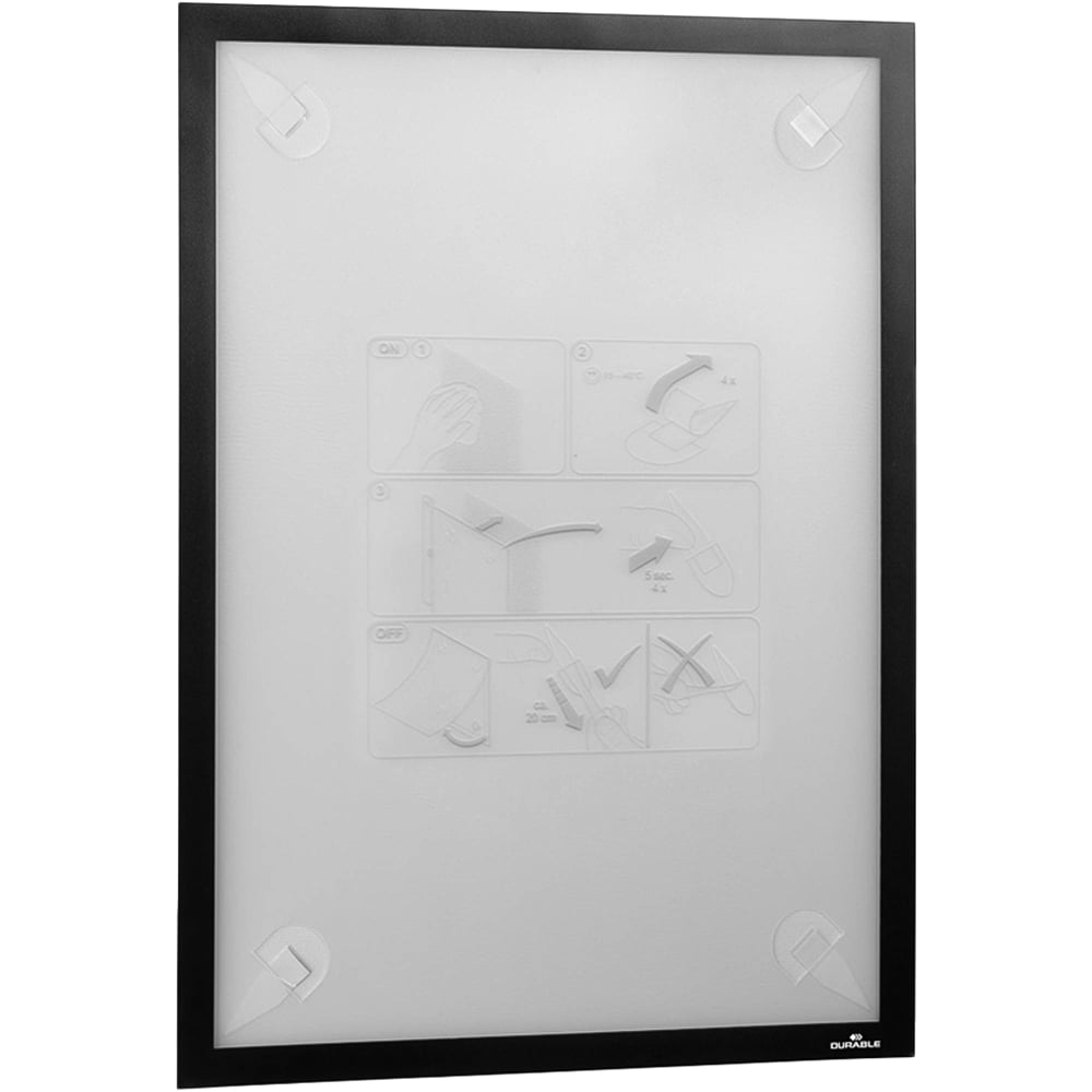 Durable DURAFRAME A3 Black Wallpaper Self Adhesive Magnetic Signage Frame Image 1