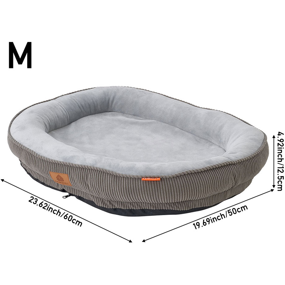 H&O Direct 60cm Grey Corduroy Dog Cuddle Bed Image 6