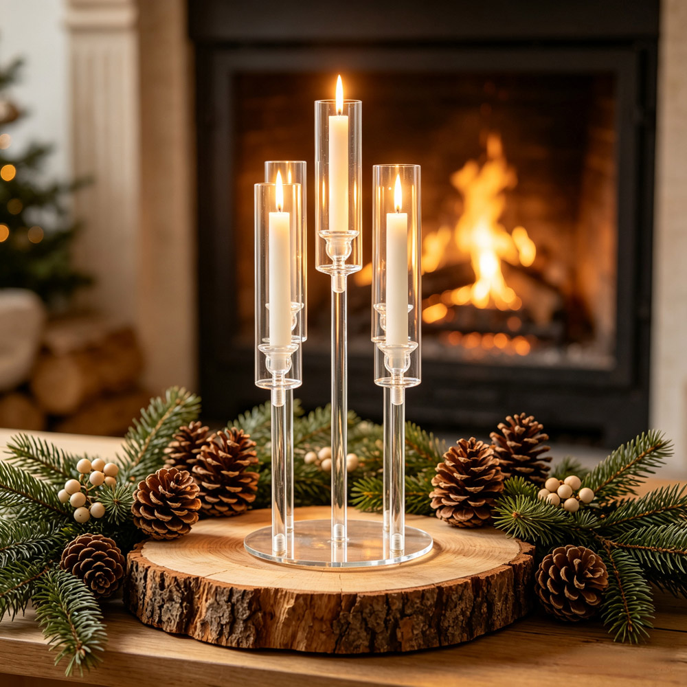 Living and Home 5-Arm Clear Acrylic Candle Holder 66cm Image 7