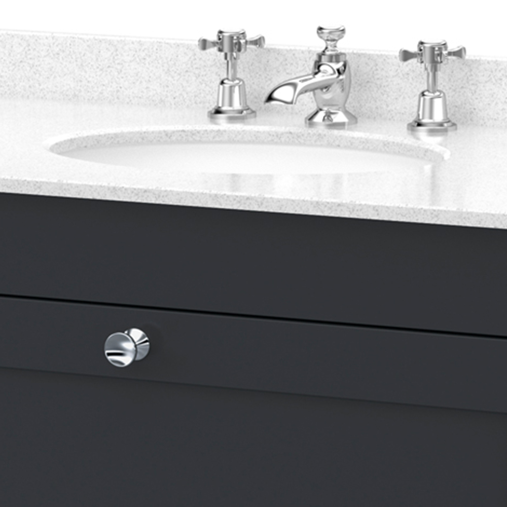 nuie Classique Single Drawer Soft Black and White Wall Hung Unit and 3 Tap Hole Marble Basin 800mm Image 2