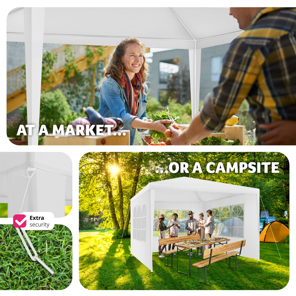 tectake Baraban White 3 Side Panel Gazebo Image 8