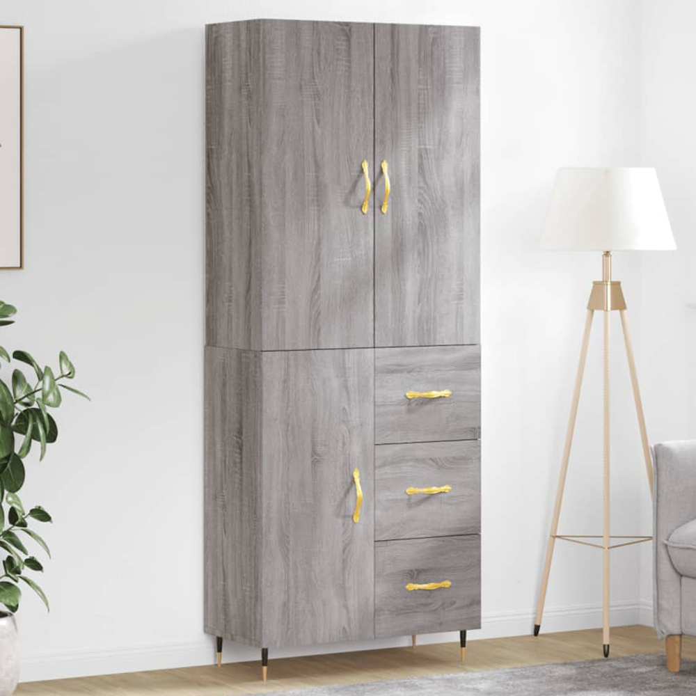 vidaXL 3 Door 3 Drawer Grey Sonoma Highboard Image 1