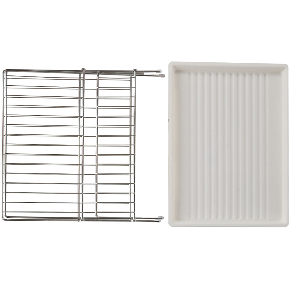 Living and Home 2 Tier Silver and White Foldable Dish Drying Rack with ...