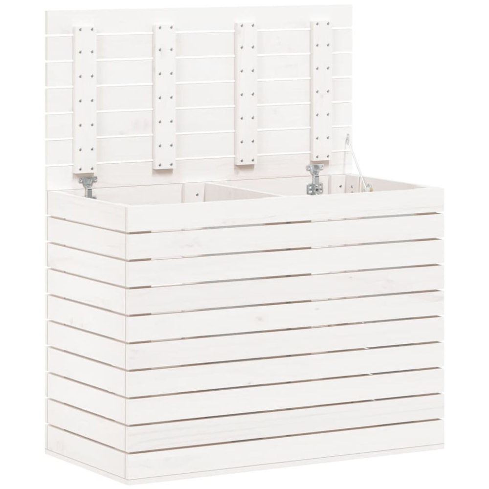 vidaXL White Solid Pine Wood Laundry Basket 88.5 x 44 x 66cm Image 3