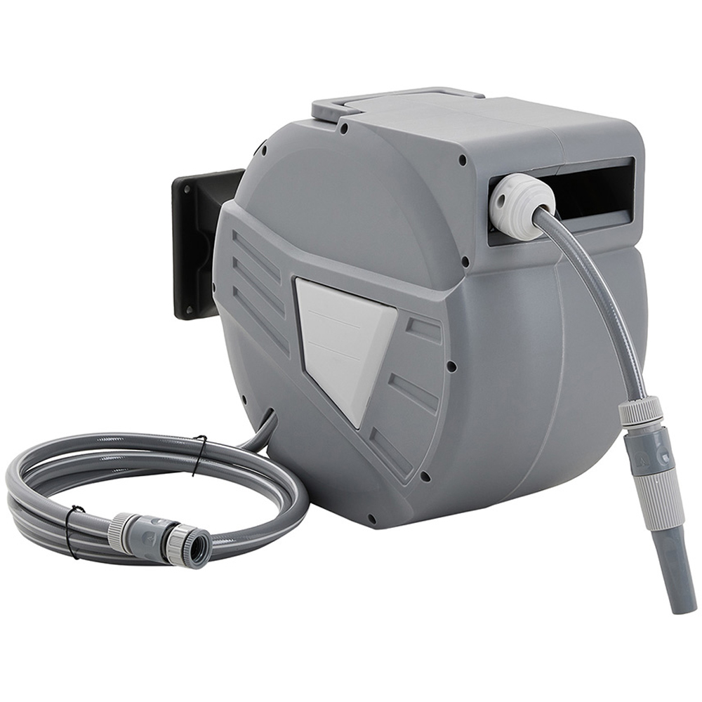 Living and Home 30m Wall Mounted Retractable Garden Hose Reel with Spray Nozzle Image 1
