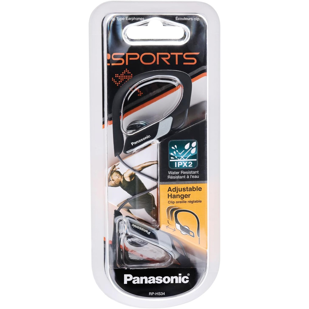 Panasonic RP-HS34E Black Adjustable In-Ear Sports Headphones Image 2