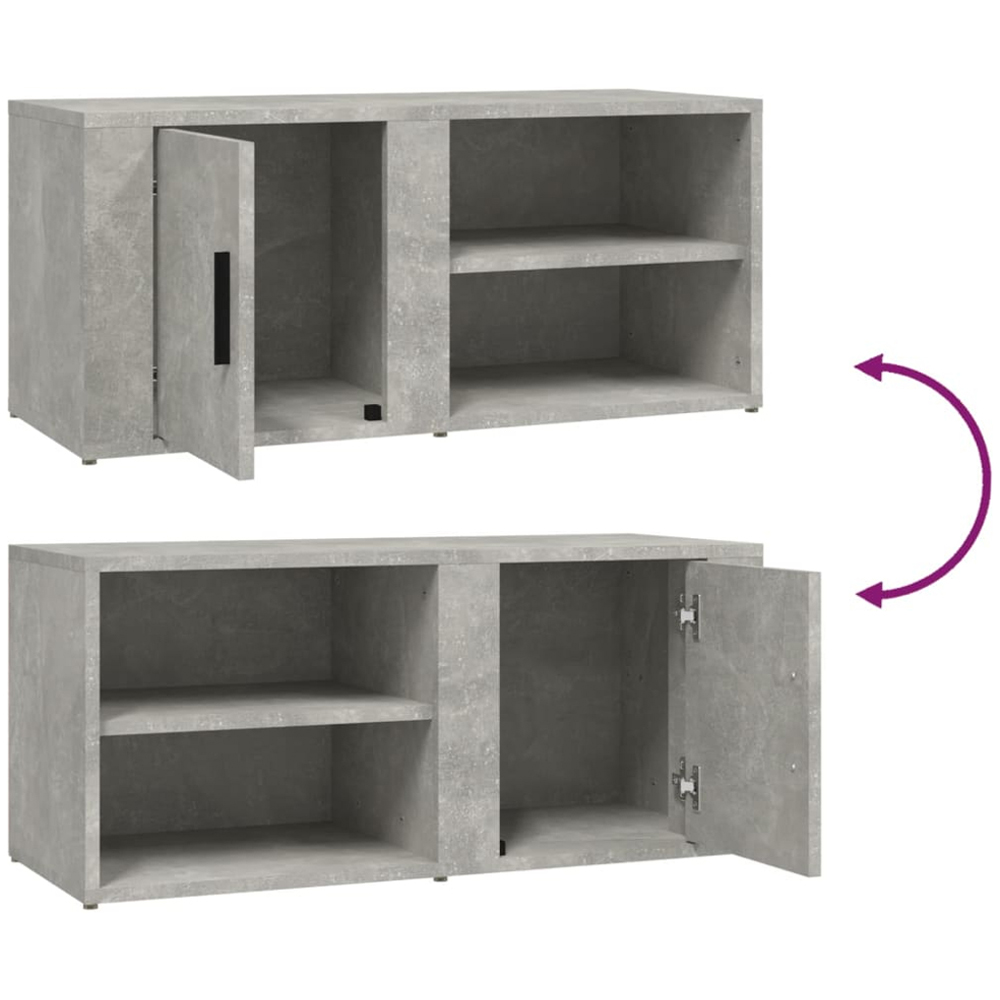 vidaXL Single Door 2 Shelf Concrete Grey TV Cabinet Set of 2 Image 9