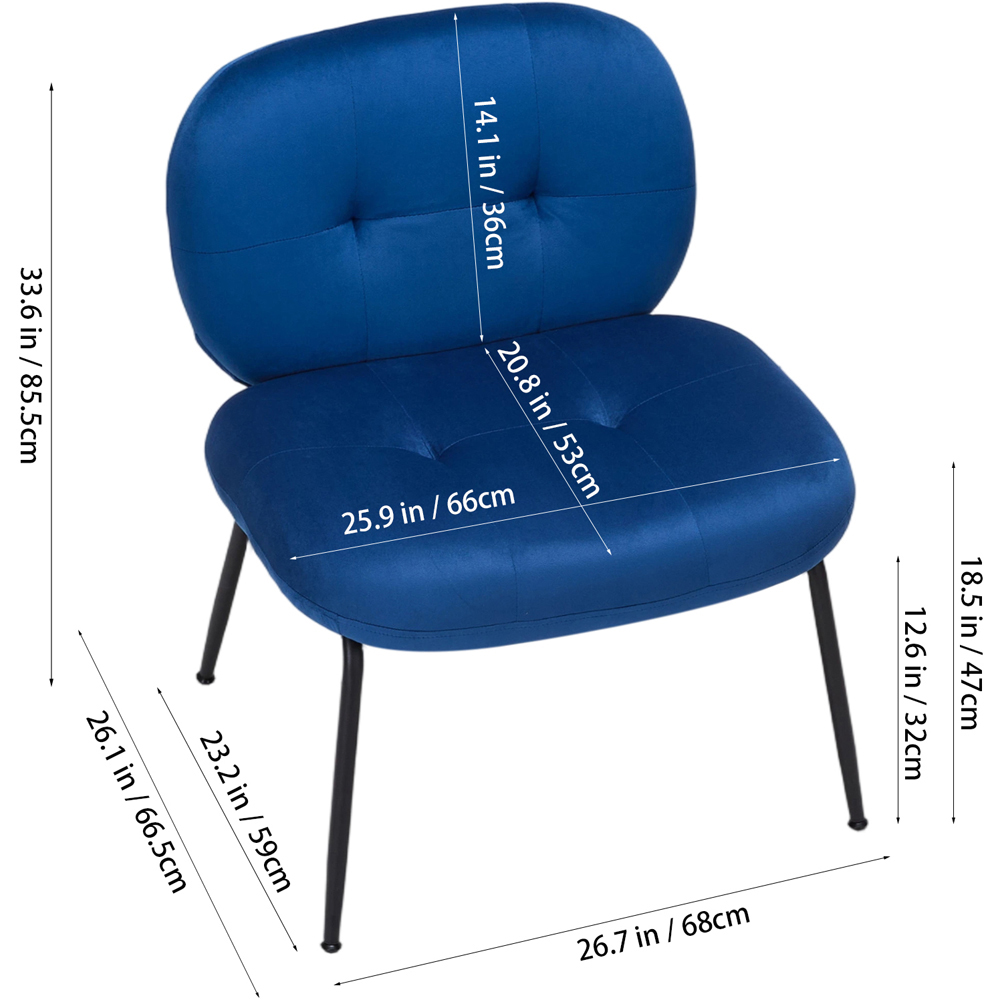 Living and Home Blue Soft Fabric Lounge Chair Image 9