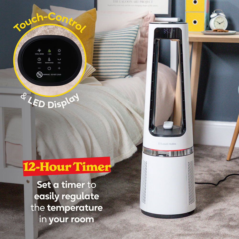 Russell Hobbs White Bladeless Cool and Heat Fan with Remote Image 5