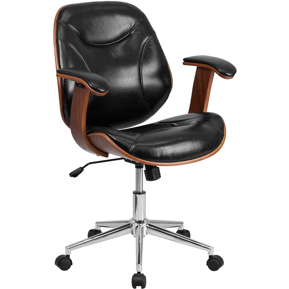 FWStyle Black and Walnut Faux Leather Office Chair Image 2