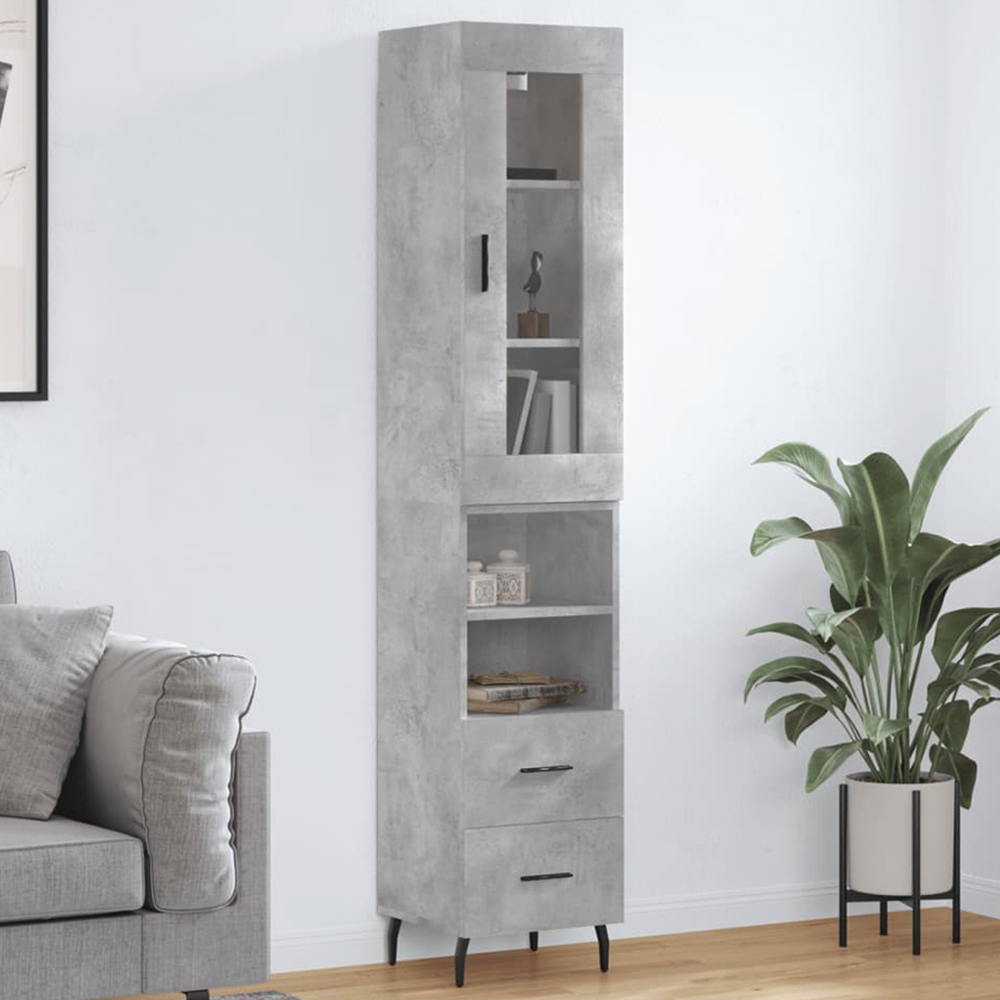 vidaXL 2 Door Grey Highboard Image 1