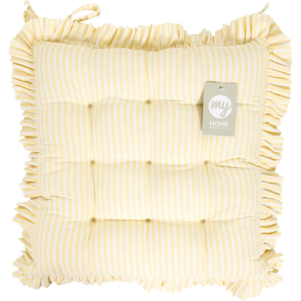 Frill Edge Stripe Seat Pad Yellow Image 2