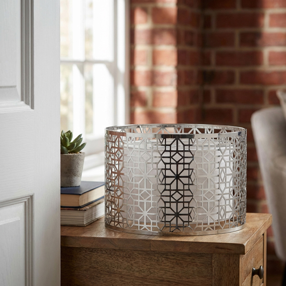 Silver Cut Out Geometric Light Shade Image 2