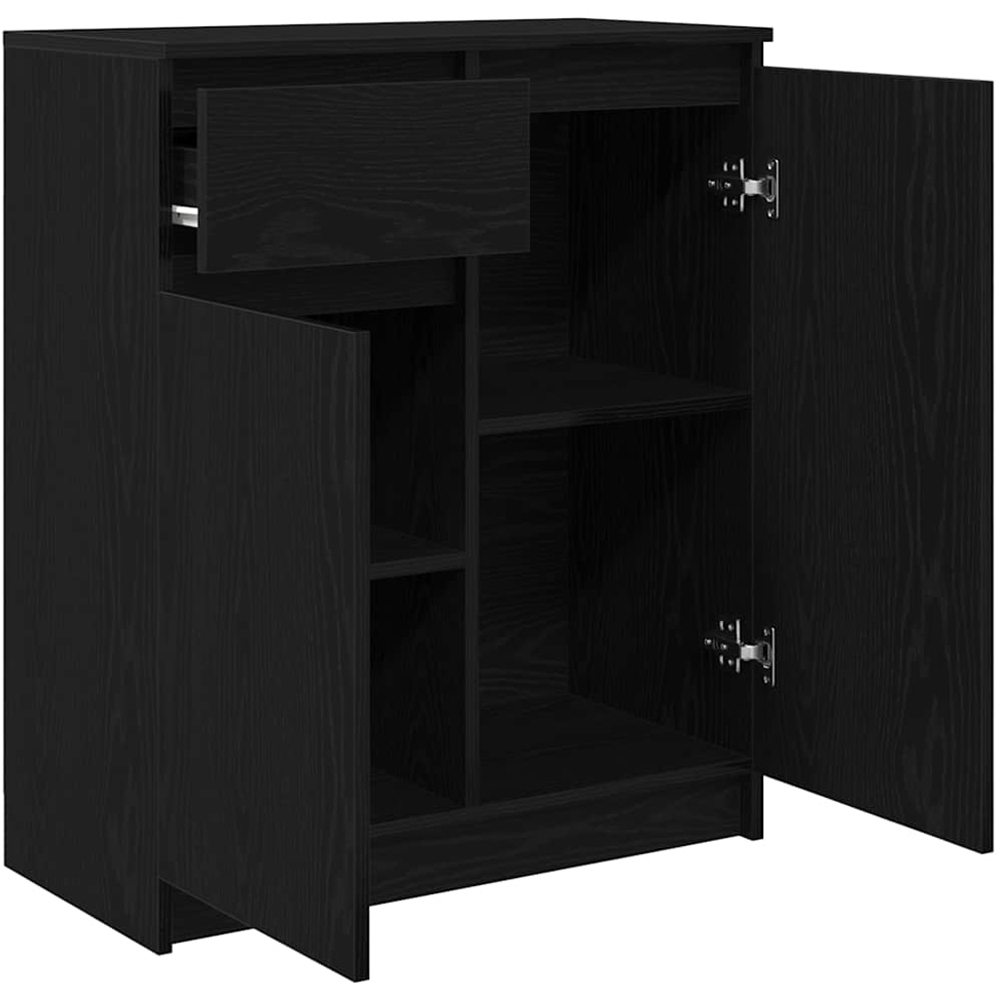 vidaXL 2 Door Single Drawer Black Oak Wooden Sideboard Image 5