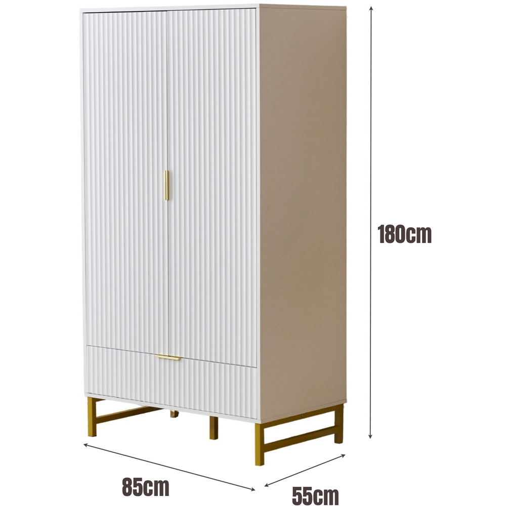 Langham 2 Door Single Drawer Ridged Fluted Wardrobe Image 8