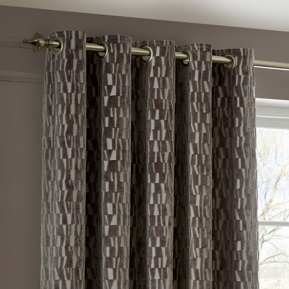 Paoletti Manhattan Mink Fully Lined Velvet Eyelet Curtains 168 x 183cm Image 2